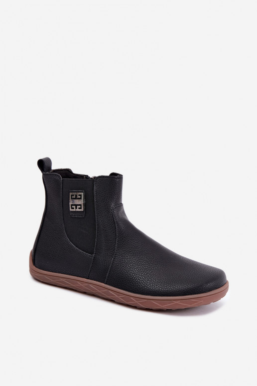 Zwarte leren schoenen Barefoot Altie