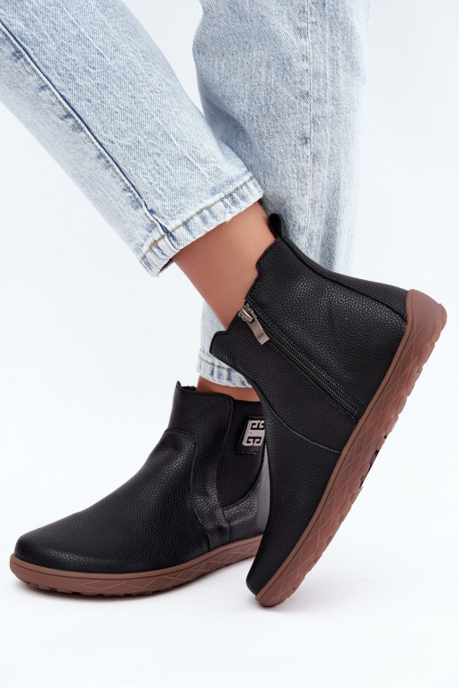 Zwarte leren schoenen Barefoot Altie