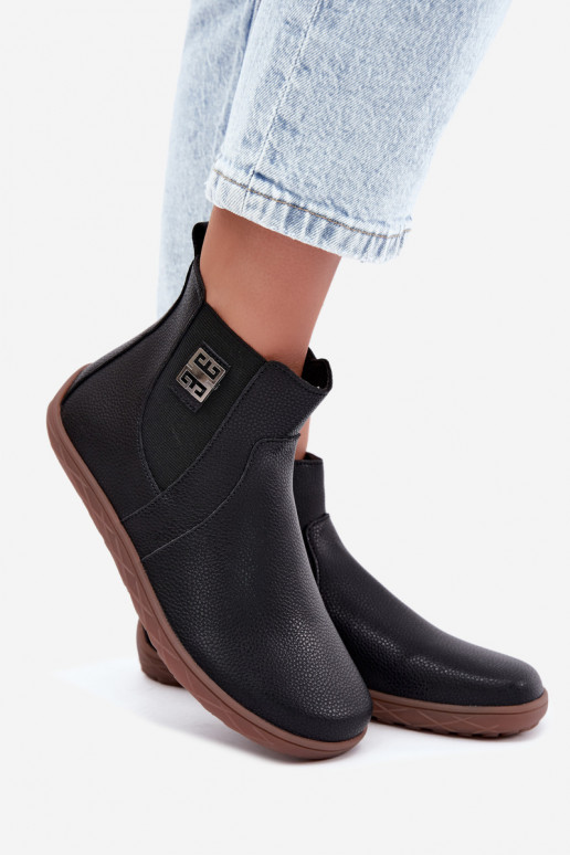 Zwarte leren schoenen Barefoot Altie