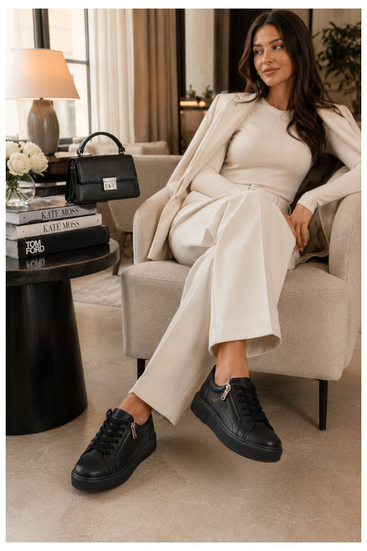 Dames sneakers met platform in zwart faux leather Corisa