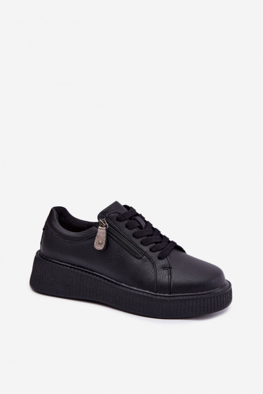 Dames sneakers met platform in zwart faux leather Corisa