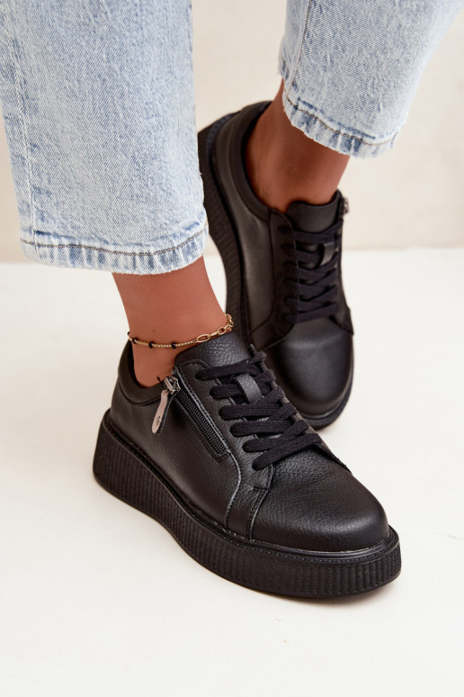 Dames sneakers met platform in zwart faux leather Corisa