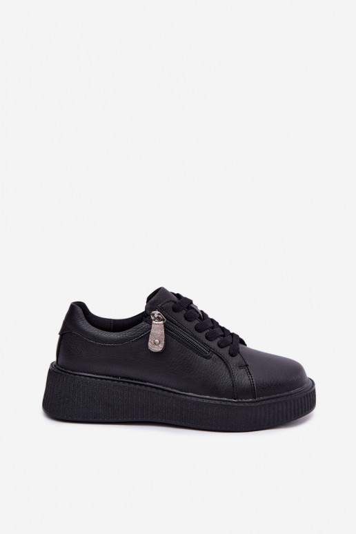 Dames sneakers met platform in zwart faux leather Corisa