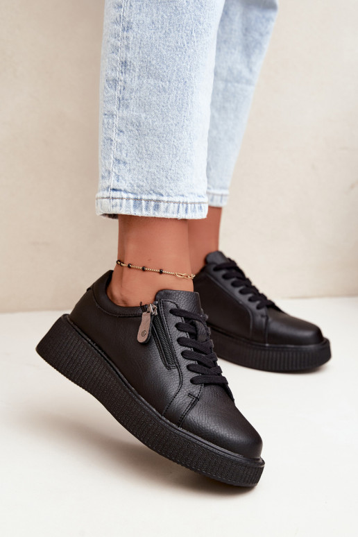 Dames sneakers met platform in zwart faux leather Corisa