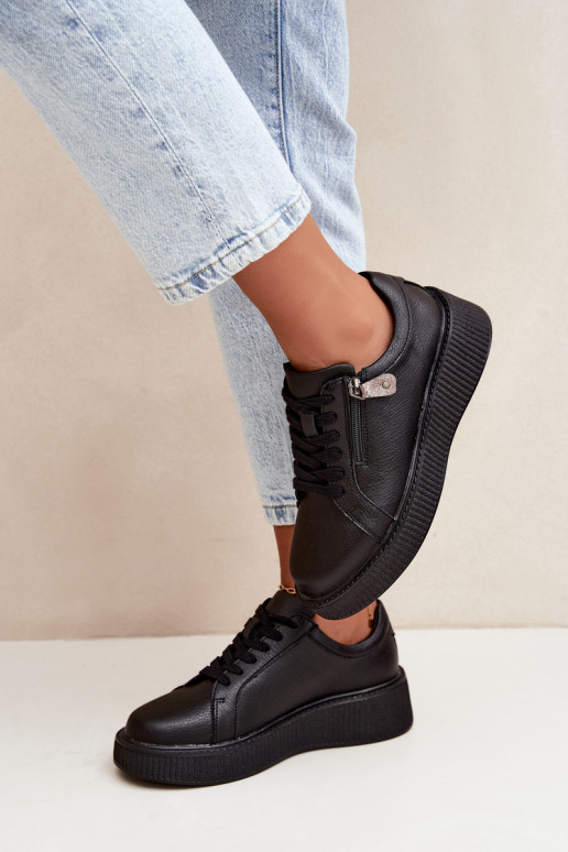 Dames sneakers met platform in zwart faux leather Corisa