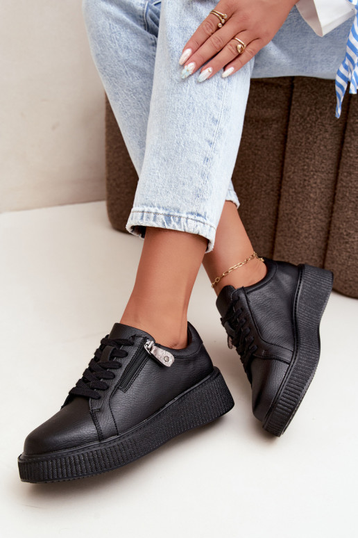 Dames sneakers met platform in zwart faux leather Corisa