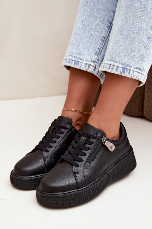 Dames sneakers met platform in zwart faux leather Corisa