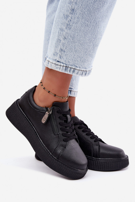 Dames sneakers met platform in zwart faux leather Corisa