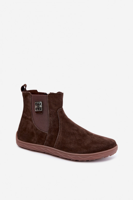 Chocoladekleurige suède schoenen Barefoot Altie