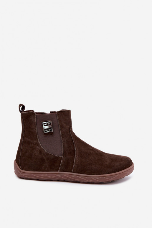 Chocoladekleurige suède schoenen Barefoot Altie