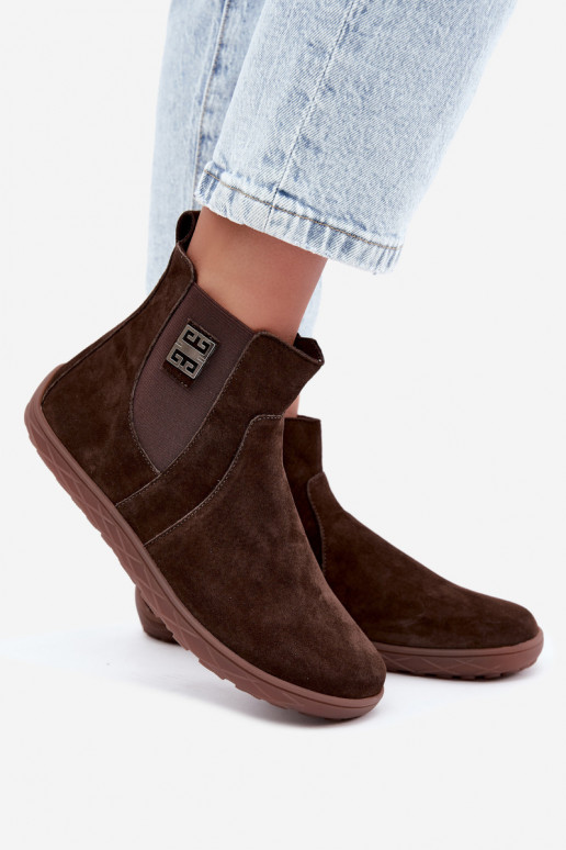 Chocoladekleurige suède schoenen Barefoot Altie