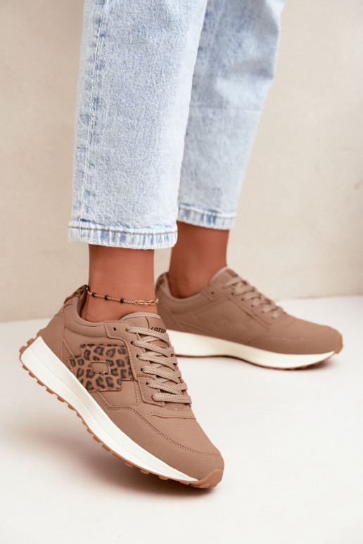 Dames sneakers LOTTO 2401931U CALENTO in bruin met luipaardprint