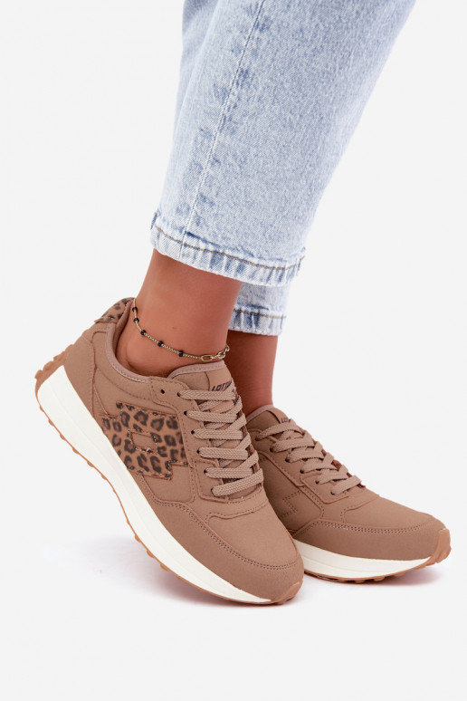 Dames sneakers LOTTO 2401931U CALENTO in bruin met luipaardprint