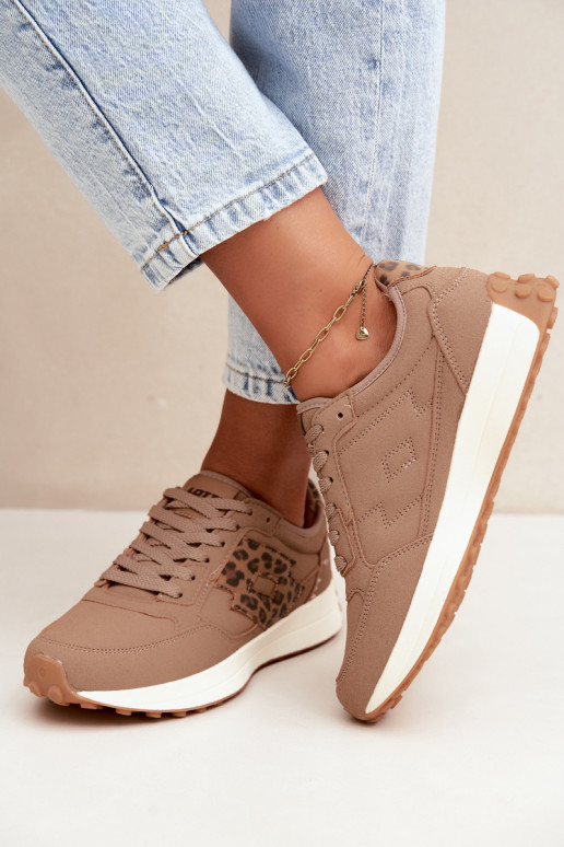 Dames sneakers LOTTO 2401931U CALENTO in bruin met luipaardprint
