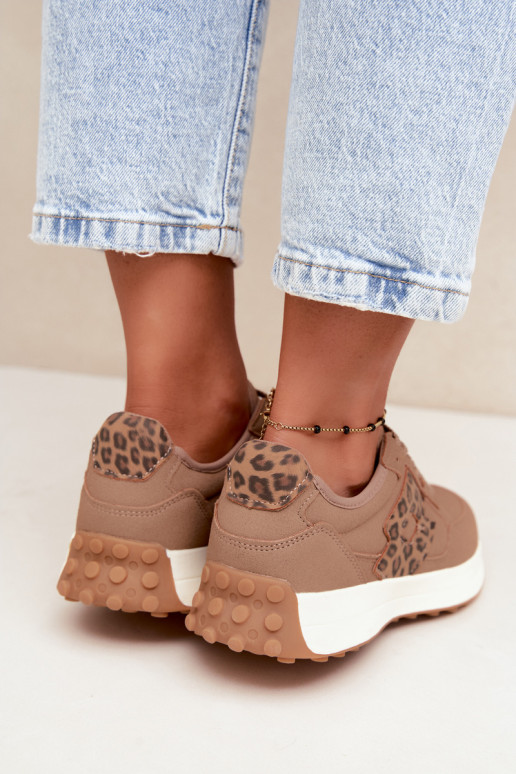 Dames sneakers LOTTO 2401931U CALENTO in bruin met luipaardprint
