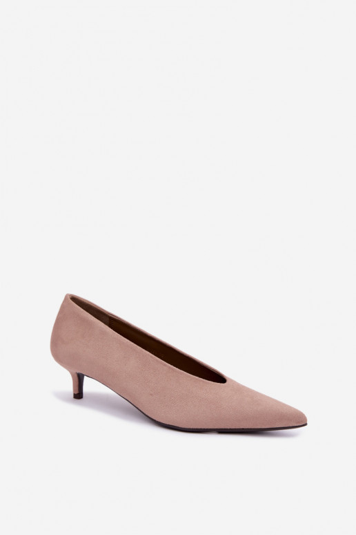Zandkleurige suède schoenen met Kitten Heel Nuretta