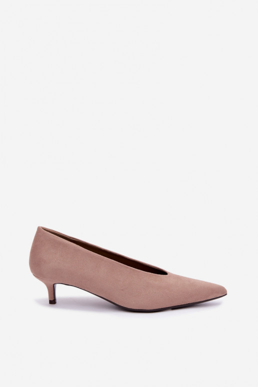 Zandkleurige suède schoenen met Kitten Heel Nuretta
