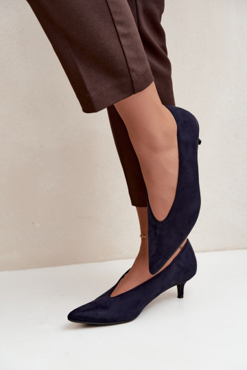 Donkerblauwe suède schoenen met Kitten Heel Nuretta