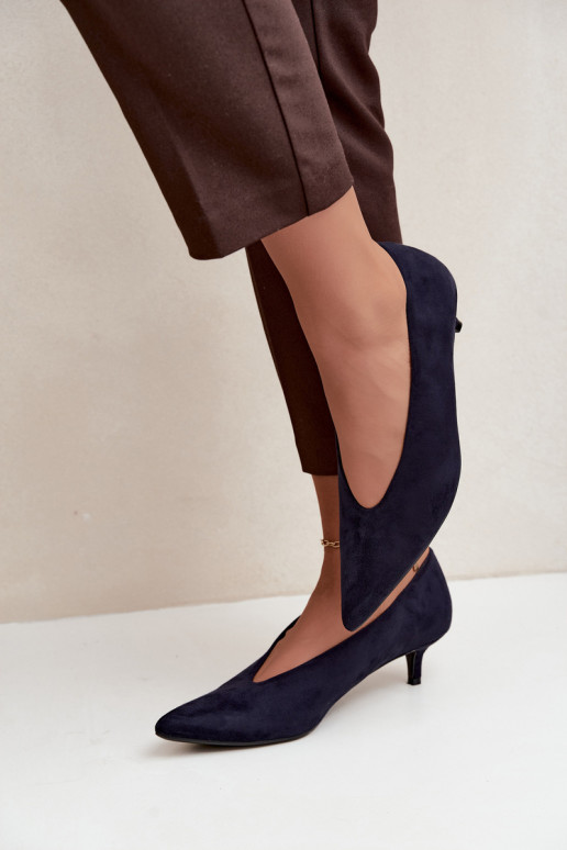 Donkerblauwe suède schoenen met Kitten Heel Nuretta