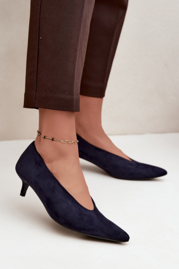Donkerblauwe suède schoenen met Kitten Heel Nuretta 2