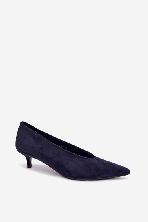 Donkerblauwe suède schoenen met Kitten Heel Nuretta