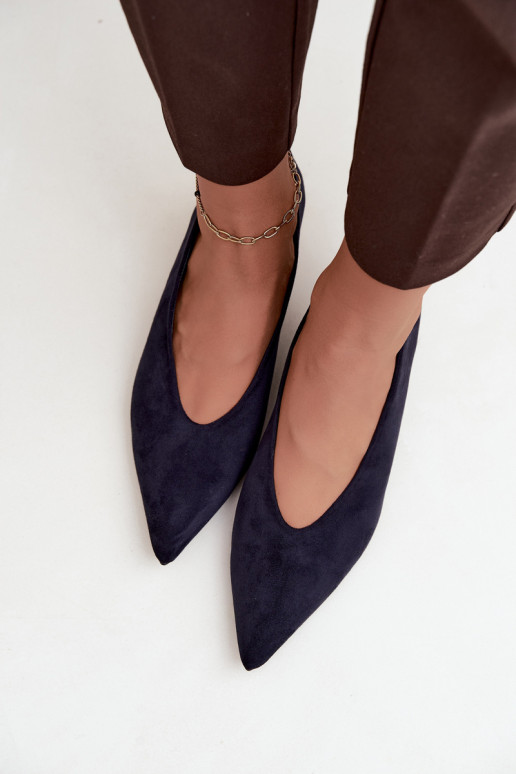 Donkerblauwe suède schoenen met Kitten Heel Nuretta