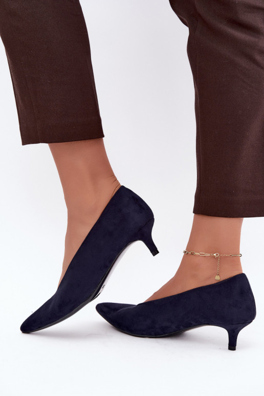 Donkerblauwe suède schoenen met Kitten Heel Nuretta