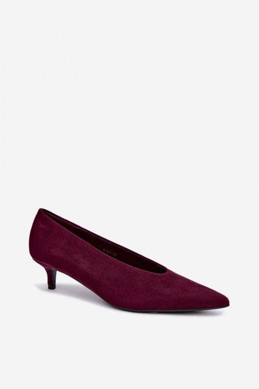 Bordeauxkleurige suède schoenen met Kitten Heel Nuretta