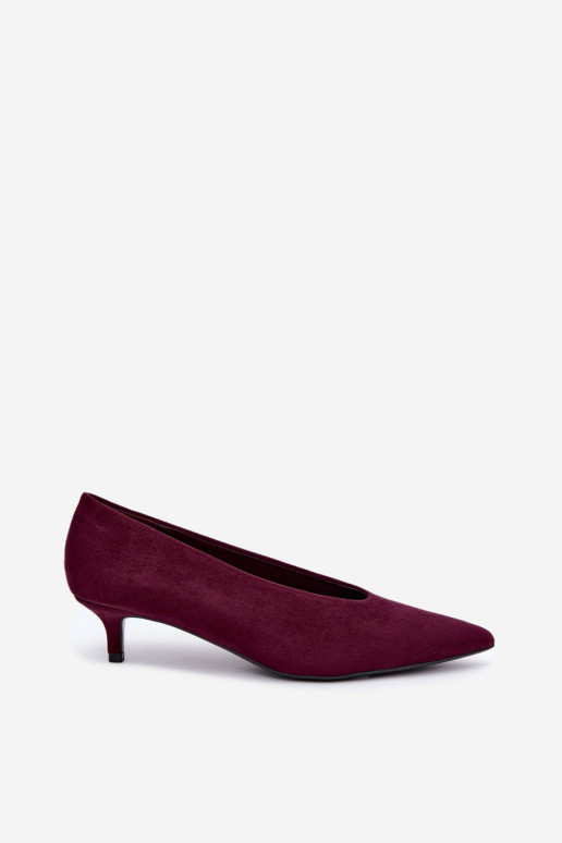 Bordeauxkleurige suède schoenen met Kitten Heel Nuretta