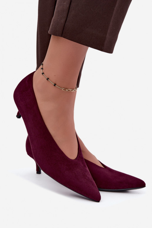 Bordeauxkleurige suède schoenen met Kitten Heel Nuretta