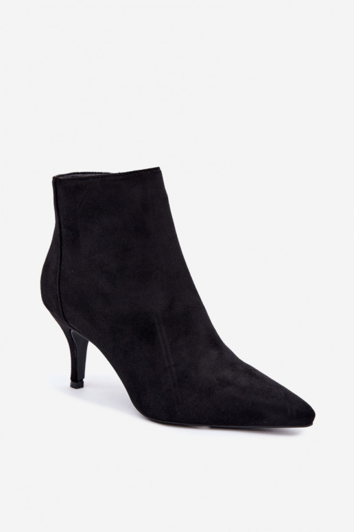 Zwarte faux suede enkellaarsjes met spitse hakken Niretta