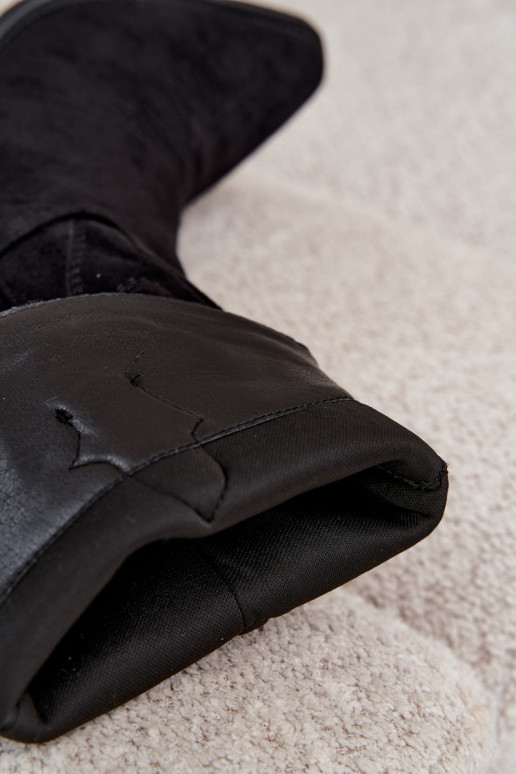 Zwarte faux suede cowboylaarzen met hakken Jarissa
