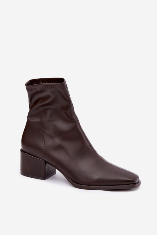 Dames Enkellaarsjes met Hak Type Klocek van Faux Leather in Chocoladekleur Rosley