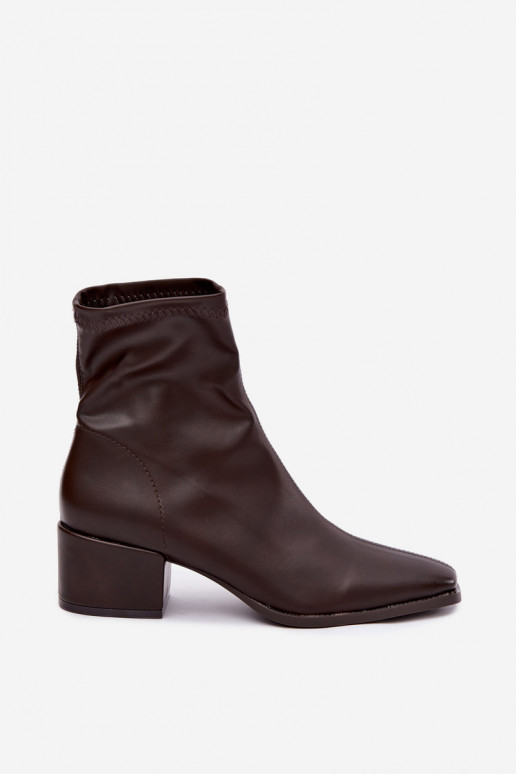 Dames Enkellaarsjes met Hak Type Klocek van Faux Leather in Chocoladekleur Rosley