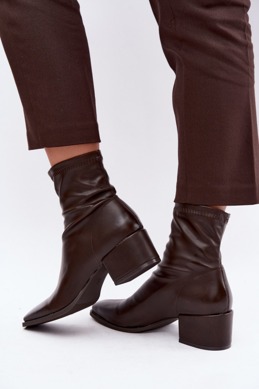 Dames Enkellaarsjes met Hak Type Klocek van Faux Leather in Chocoladekleur Rosley