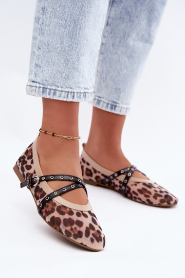 Mesh Ballerina's met Bandjes en Luipaardprint Orley