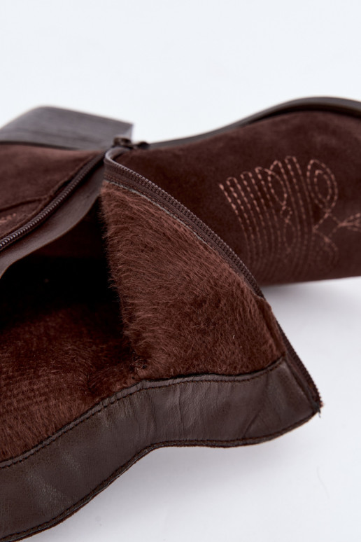 gevoerd cowboy-stijl enkellaarsjes met hak in chocoladekleur Corlie