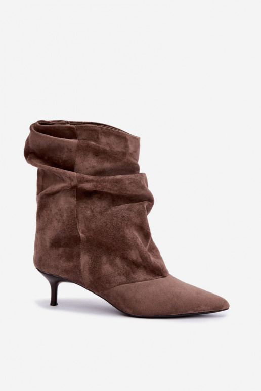 slouchy instap enkellaarsjes met hak in khaki kleur Farren