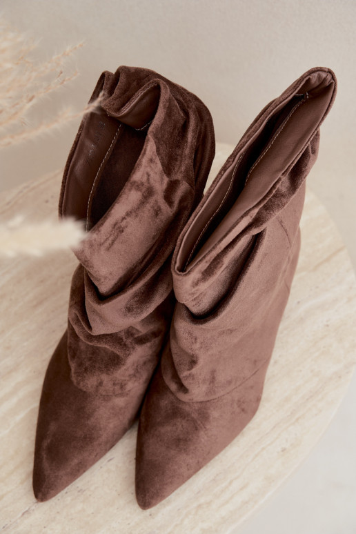 slouchy instap enkellaarsjes met hak in khaki kleur Farren