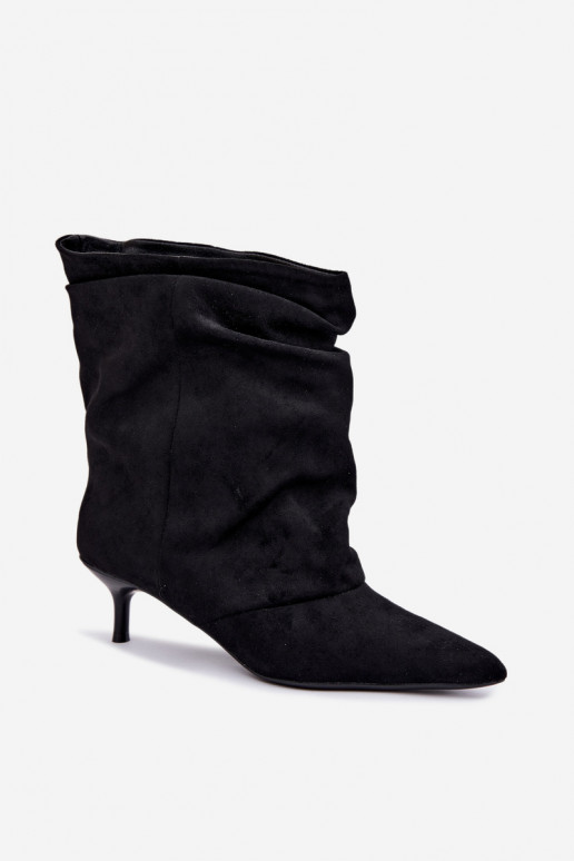 slouchy instap enkellaarsjes met hak in zwarte kleur Farren