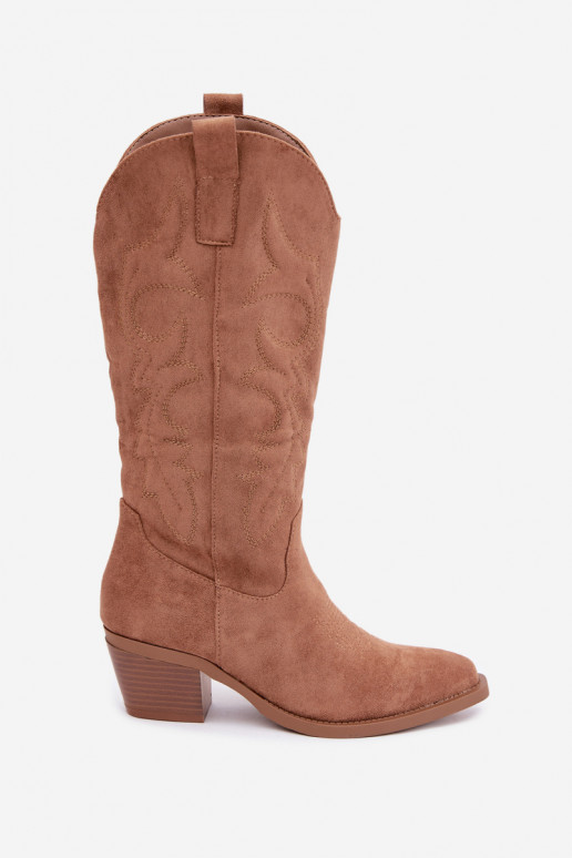 lange cowboy-stijl laarzen met hak in bruine kleur INesly