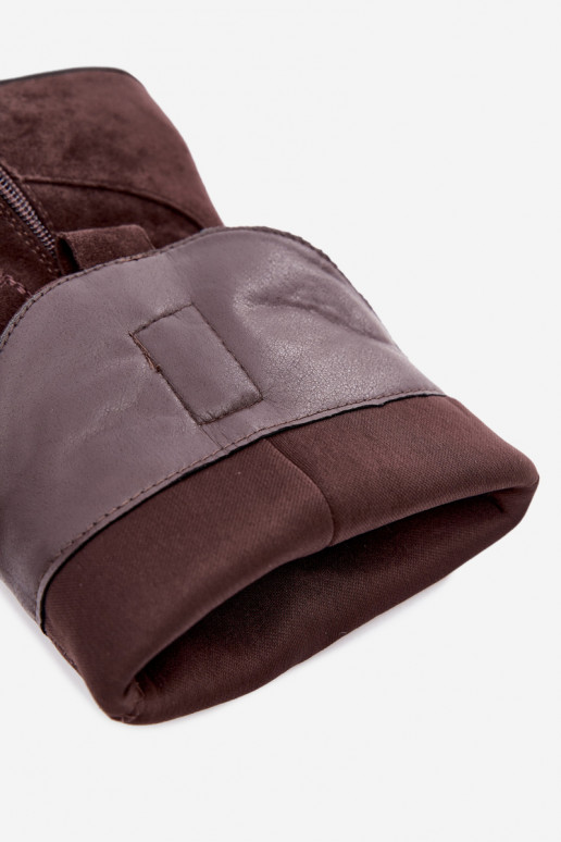 lange cowboy-stijl laarzen met hak in chocoladekleur INesly