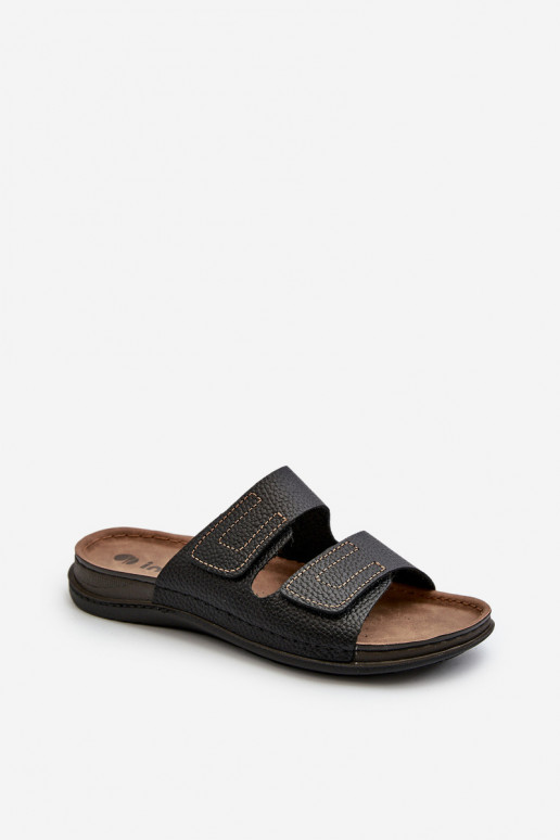 comfortabele heren slippers met banden en plakkende sluitingen Inblu GV00002I in zwart