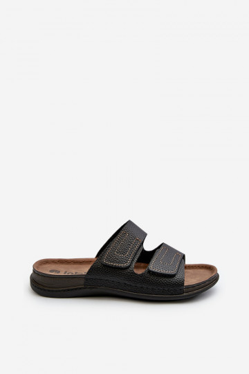 comfortabele heren slippers met banden en plakkende sluitingen Inblu GV00002I in zwart 2
