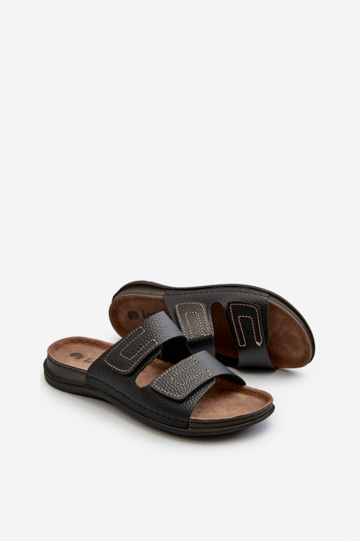 comfortabele heren slippers met banden en plakkende sluitingen Inblu GV00002I in zwart