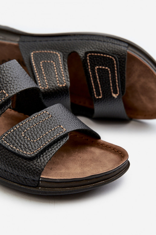 comfortabele heren slippers met banden en plakkende sluitingen Inblu GV00002I in zwart