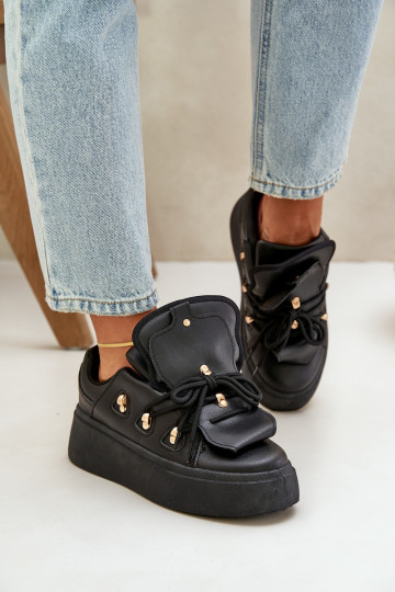 dames sneakers met platform in zwart