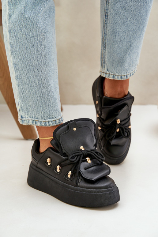 dames sneakers met platform in zwart