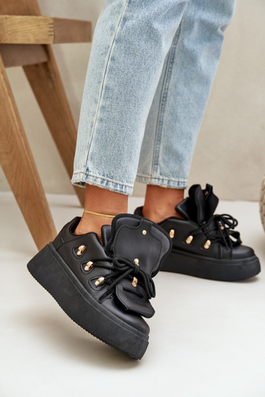 dames sneakers met platform in zwart