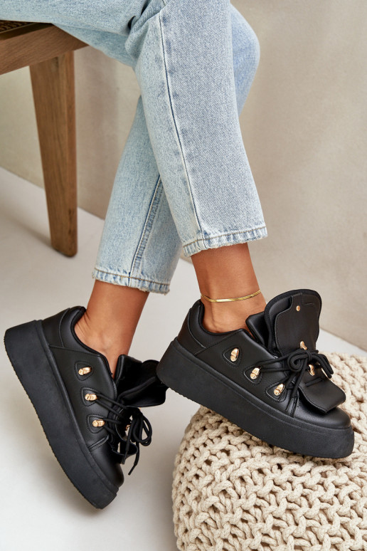 dames sneakers met platform in zwart